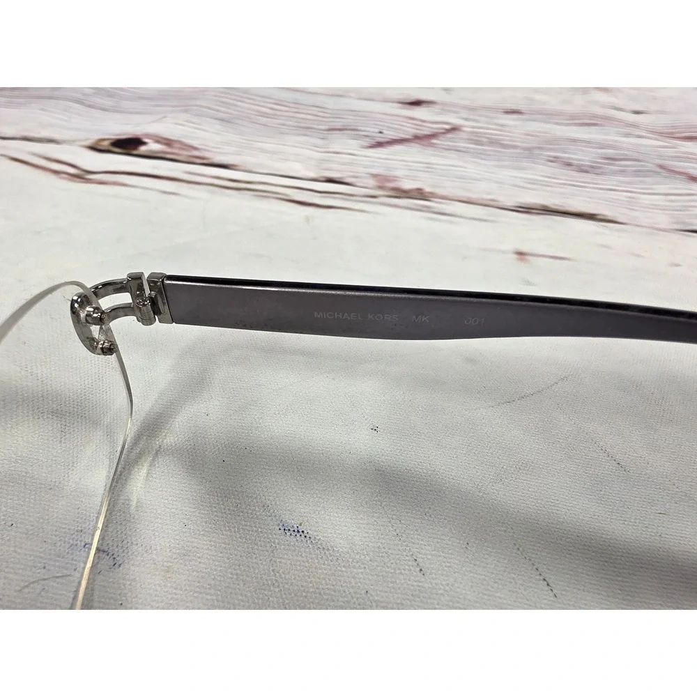 Michael Kors Rimless Eyeglasses Rectangular Silver Black Frames MK 001 52-18-135